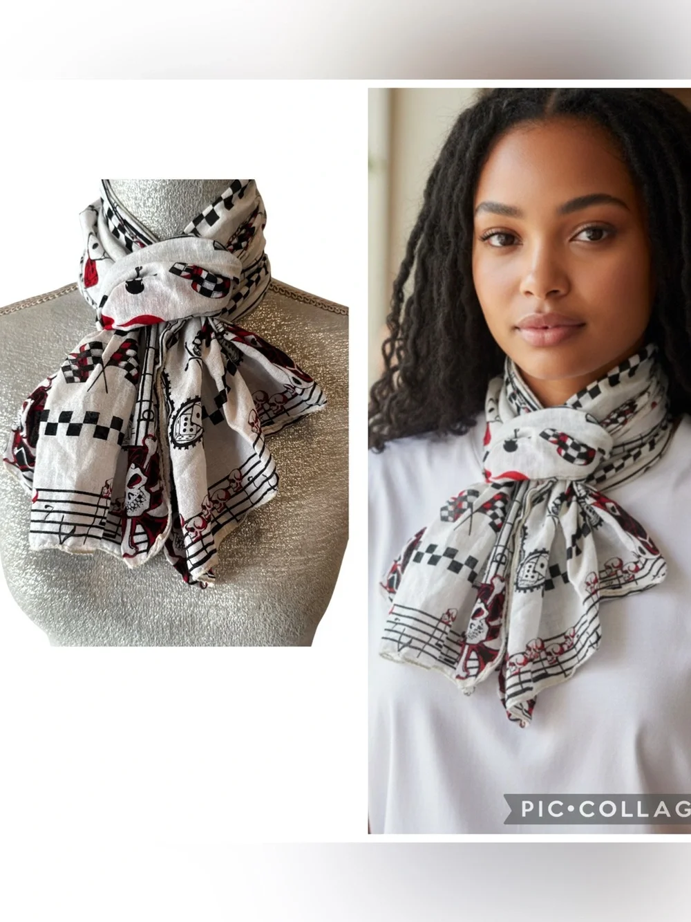 True Love Skull Tattoo Flash Cotton Scarf Rockabilly Biker White Red Black OS